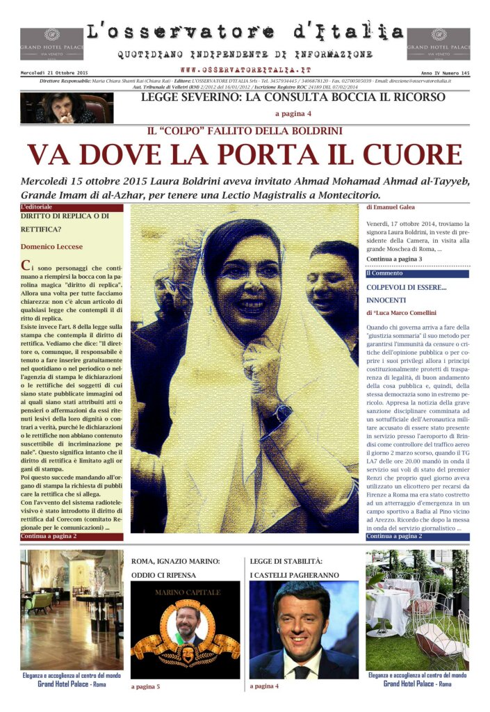 L'osservatore d'Italia edizione del 21 Ottobre 2015